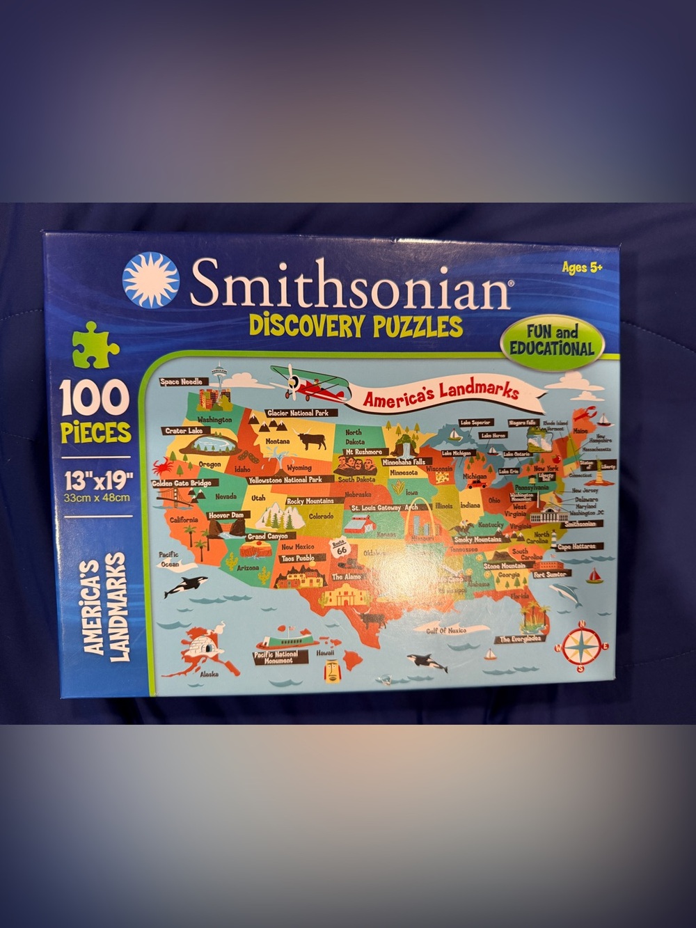 Kids 100-Piece America's Landmarks Puzzle - Blue